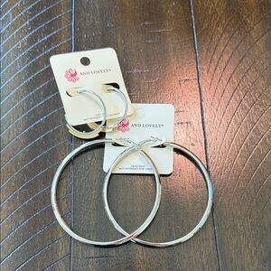 Gold and Silver Hoop Earrings Set